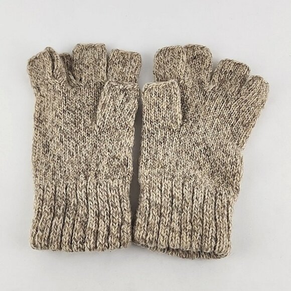 Watson Women's 100% Wool Beige Cream Fingerless Knit Gloves Stretch Size S/M - Picture 2 of 4